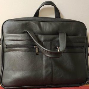 Men's Black Leather Messenger and Laptop  bag 15.6 inch